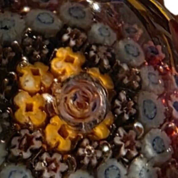 2 Paperweights Millefiori Glass Round Square Blue Crystal Apx. 2" - Picture 11 of 15